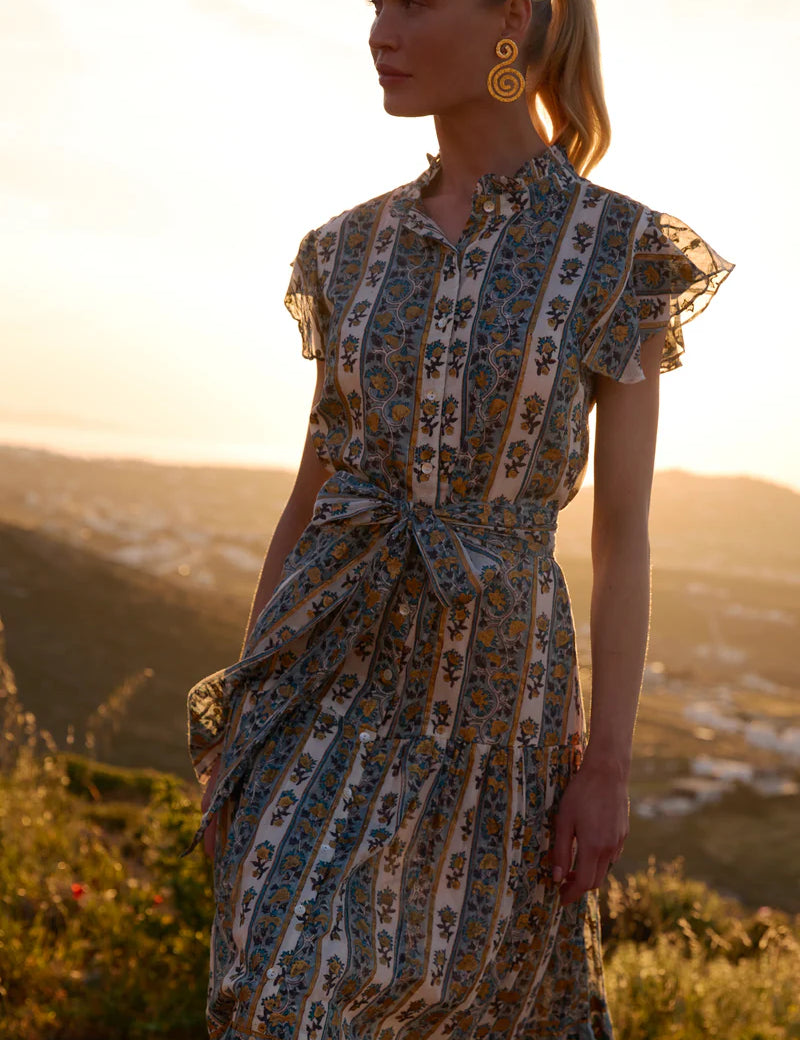 Ruffle Collar Button Maxi