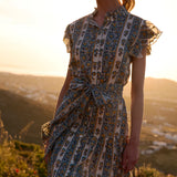 Ruffle Collar Button Maxi
