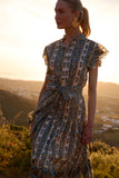 Ruffle Collar Button Maxi