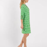 Megan 3/4 Sleeve Sail Geo Grass Green