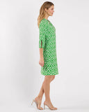 Megan 3/4 Sleeve Sail Geo Grass Green