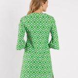Megan 3/4 Sleeve Sail Geo Grass Green