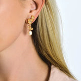 Orchid with Pearl Drop Earrings