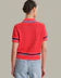 Amy Pointelle Stitch Tipped Polo Cardigan |Hibiscus Combo