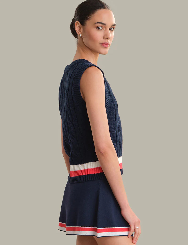 Elle Cable V-Neck  |Dark Blue Combo