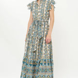 Ruffle Collar Button Maxi