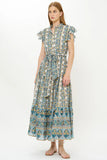 Ruffle Collar Button Maxi