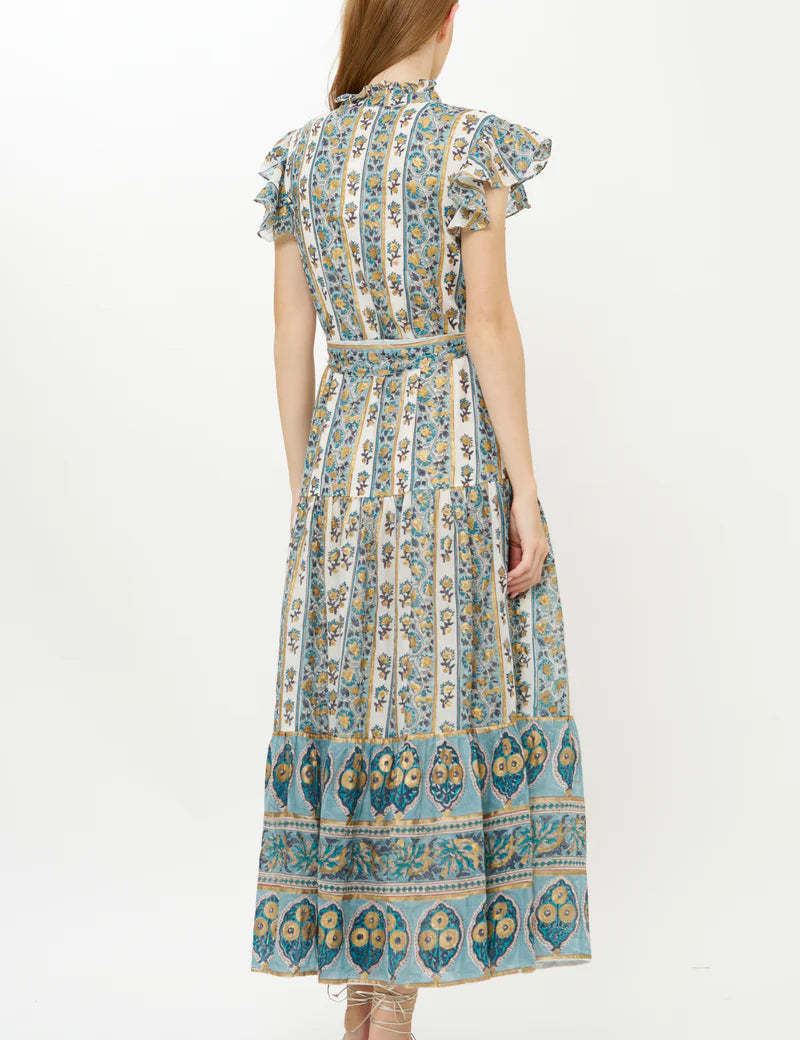 Ruffle Collar Button Maxi