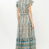 Ruffle Collar Button Maxi