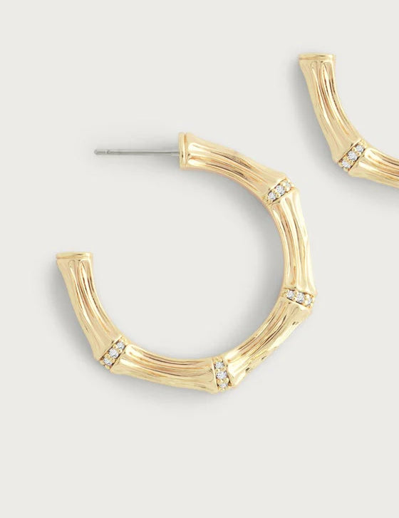 Bamboo Medium Hoop Earrings | Gold