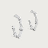 Bamboo Medium Hoop Earrings, Silver