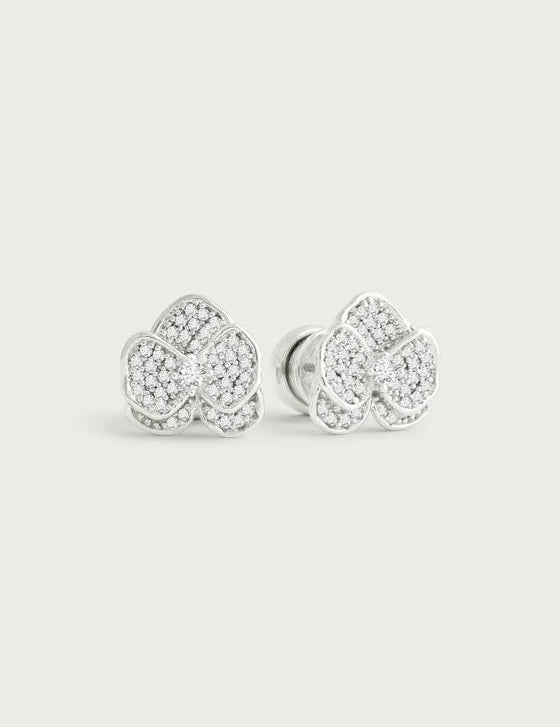 Orchid White Pavé Studs | Silver