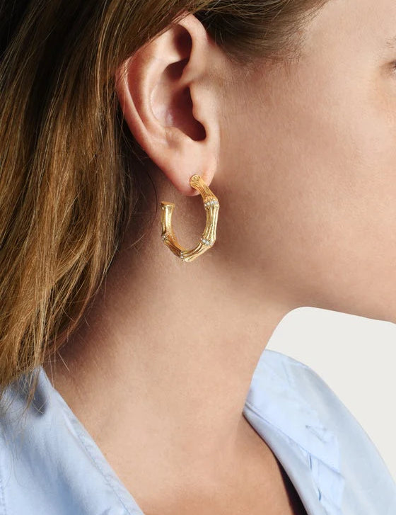 Bamboo Medium Hoop Earrings | Gold