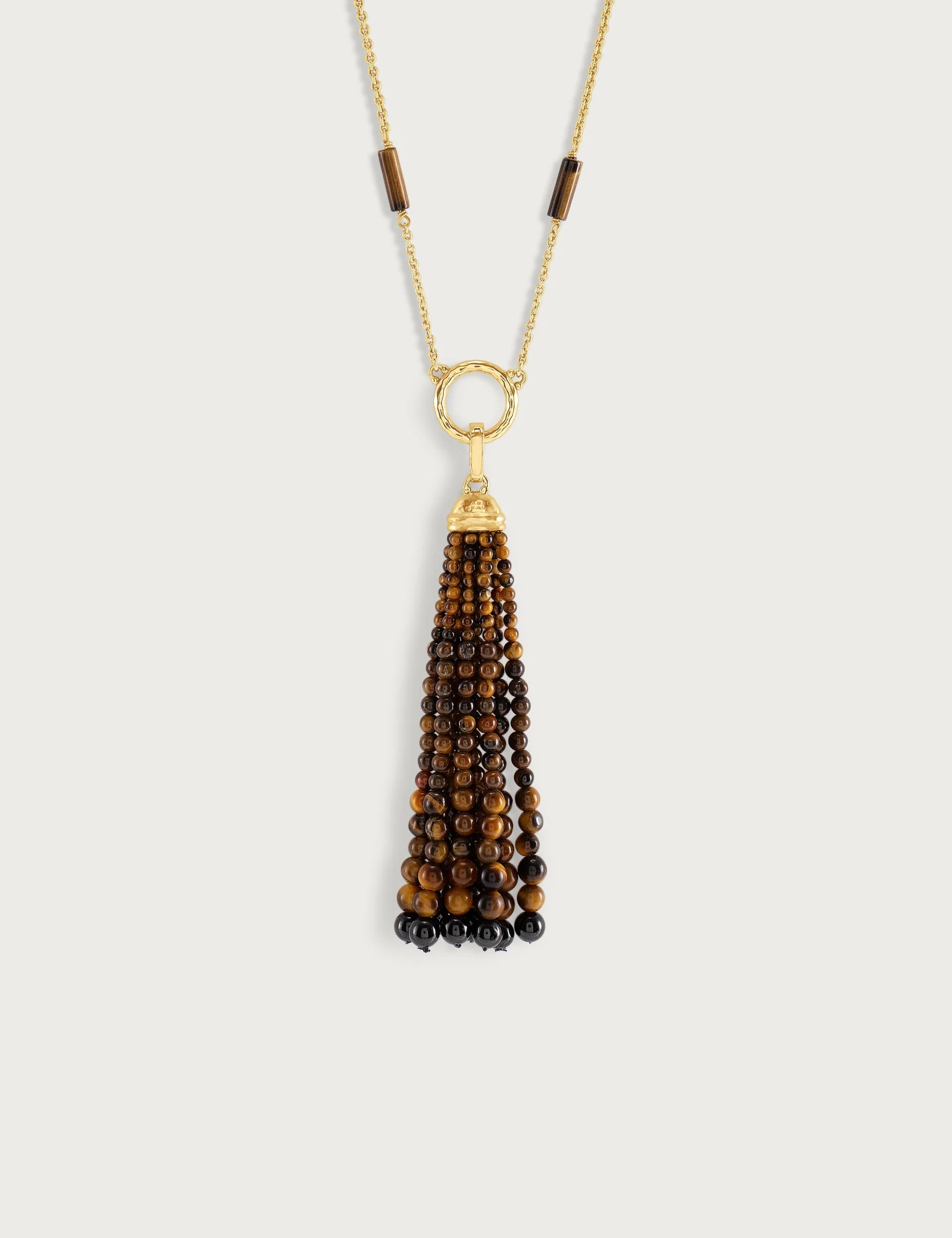 Forza Tassel Pendant | Tigers Eye & Black Onyx