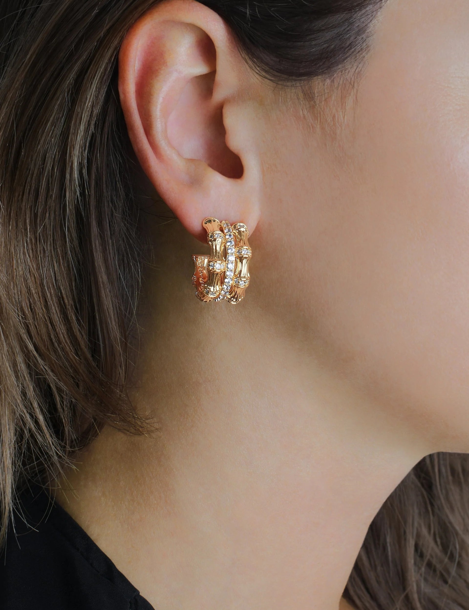 Bamboo Stacked Hoop Earrings
