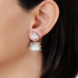 Palm Pavé Double Fan Palm Earrings | Silver