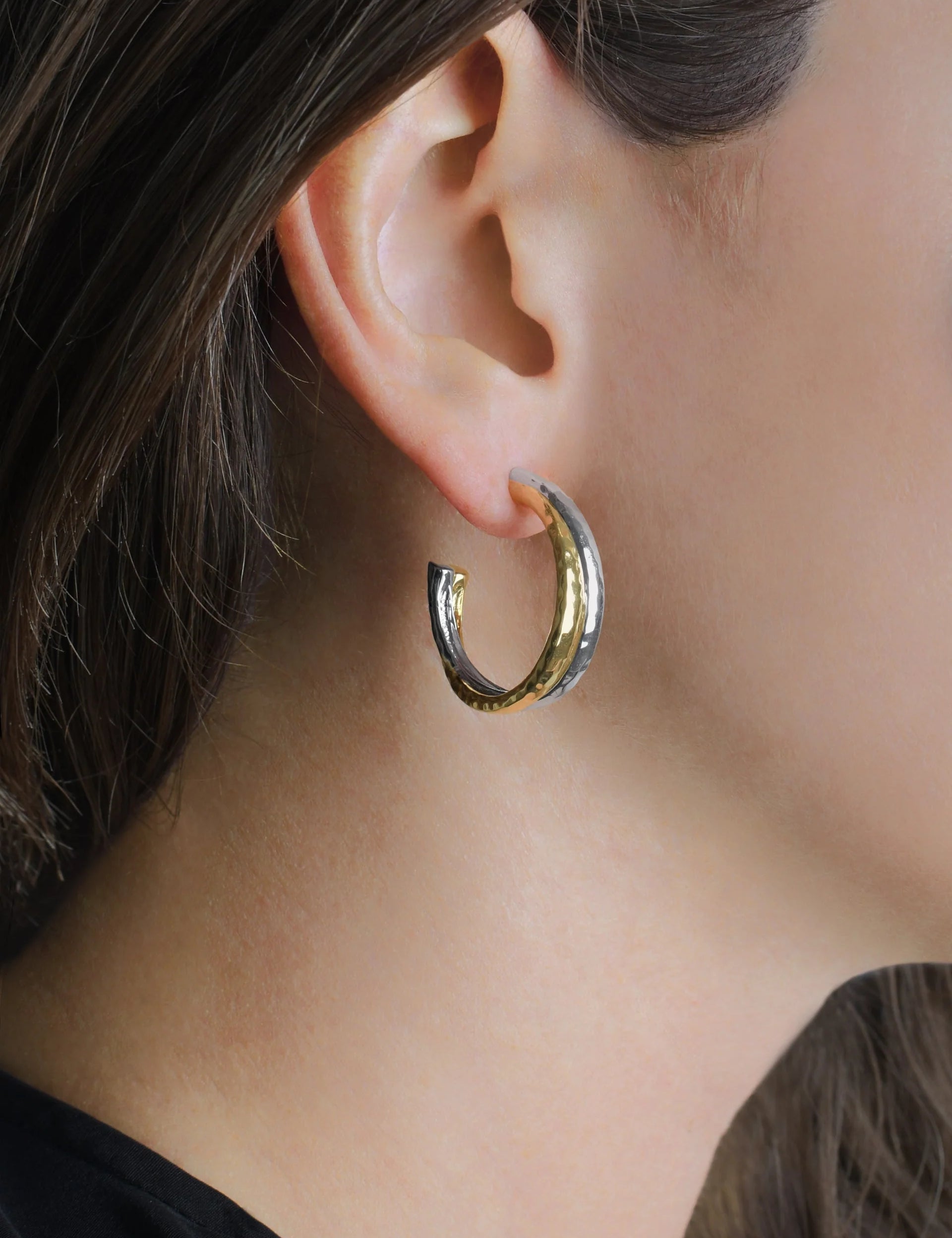 Farrier Mixed Metal Hoop Earrings