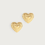Heart Radiant Gold Stud Earrings