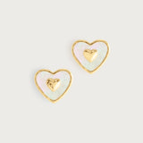 Heart Radiant Pearl Gold Stud Earrings