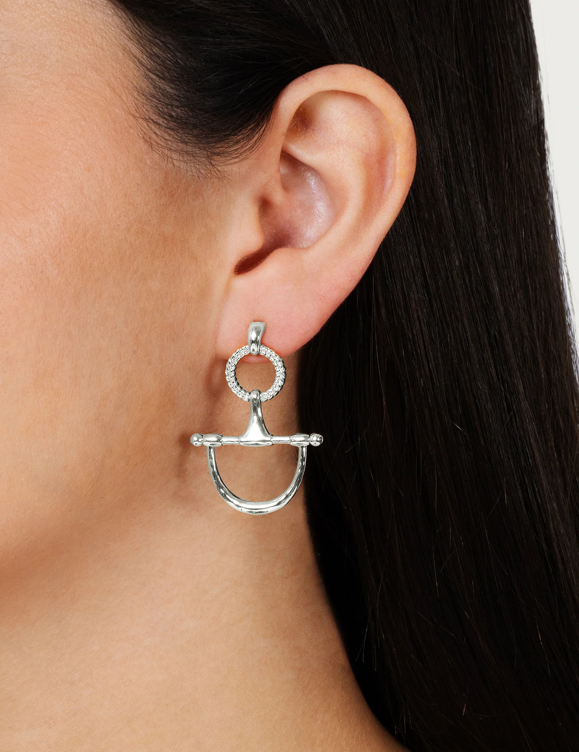 Cheval Bit Drop Earrings | Silver