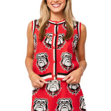 Licensed UGA Knit In Rhinestone Button Up Knit Tank