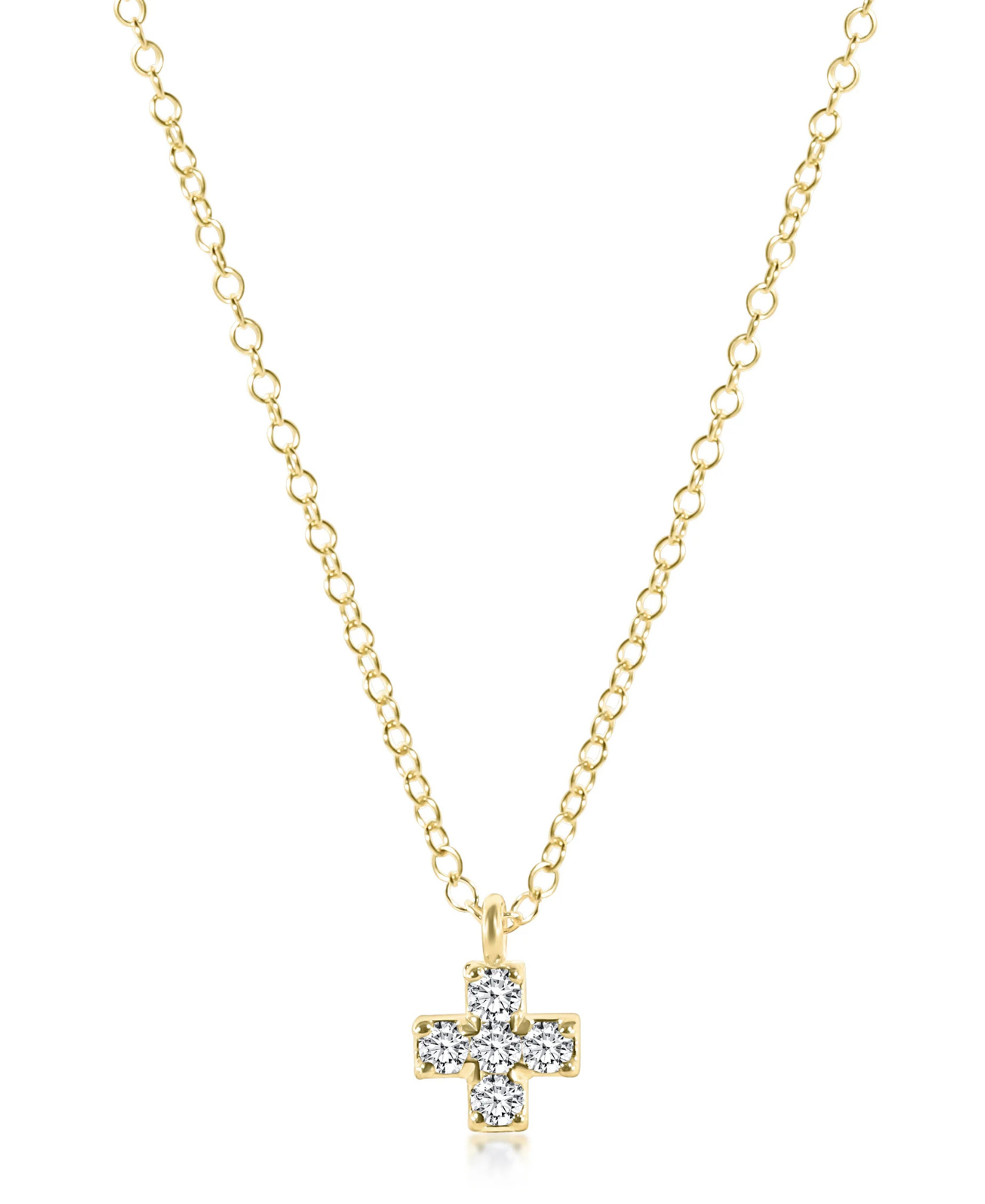 14kt Gold and Diamond Signature Cross Necklace_E Newton_COUESGDSC