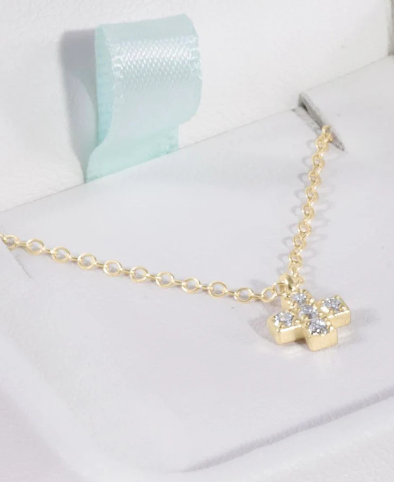 14kt Gold and Diamond Signature Cross Necklace_E Newton_COUESGDSC