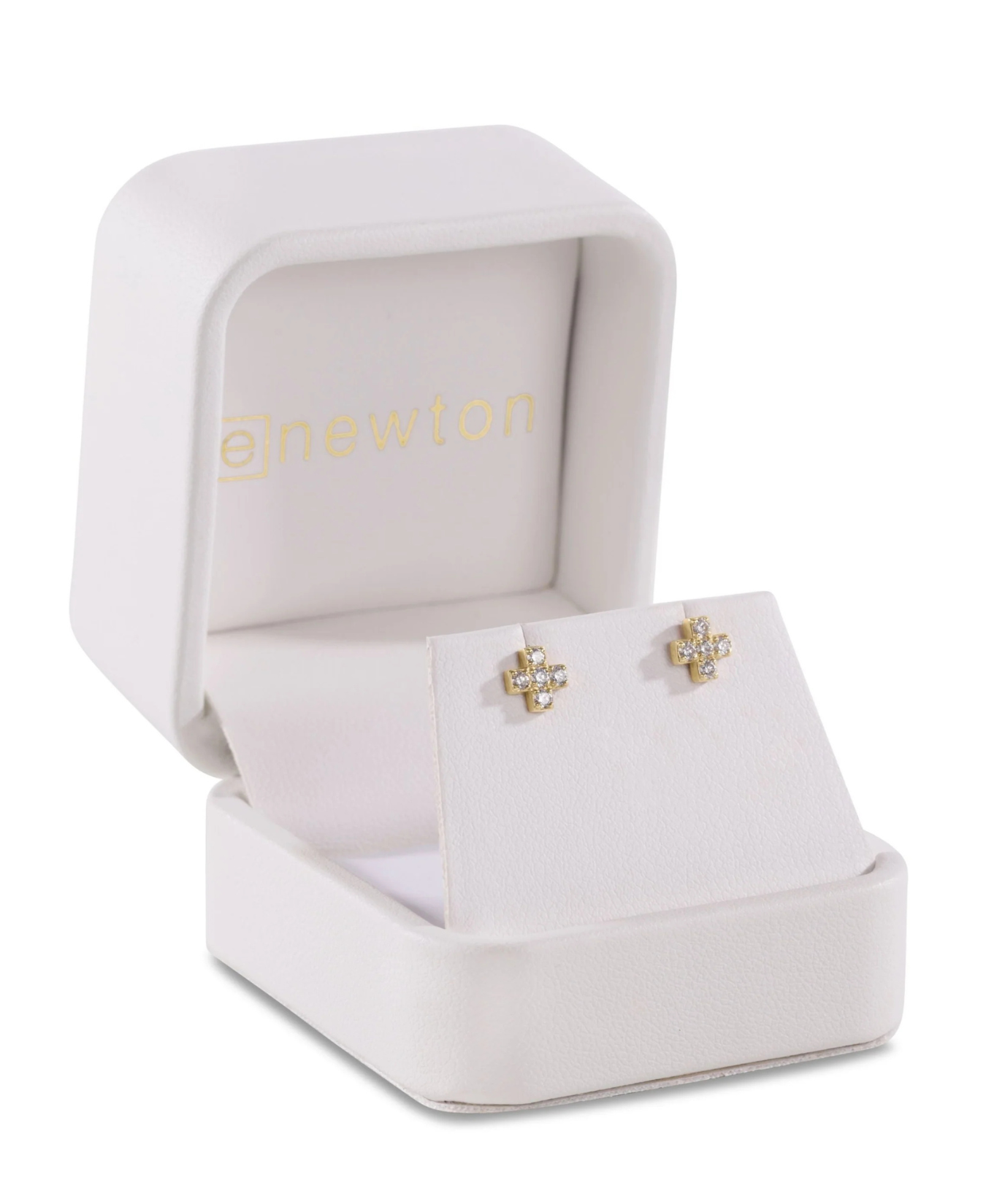 14kt Gold and Diamond Signature Cross Studs_E Newton_COUESGDSC