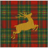 Reindeer Tartan Red Cocktail Napkin