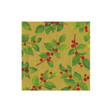 Painted Holly Gold Cocktail Napkin