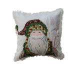 18_Square_Cotton_Slub_Printed_Pillow_with_Santa_Embroidery___Fringe___creativeco_op_XT0229_1
