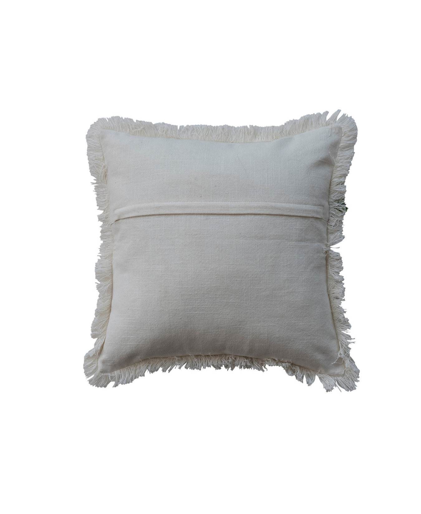 18_Square_Cotton_Slub_Printed_Pillow_with_Santa_Embroidery___Fringe___creativeco_op_XT0229_1