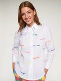 White Shirt with Embroidered Words