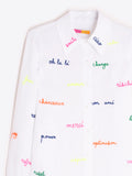 White Shirt with Embroidered Words