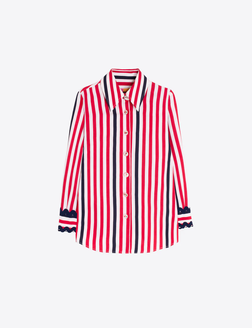 Red and Navy Striped Shirt with Wavy Cuffs