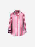 Red and Navy Striped Shirt with Wavy Cuffs