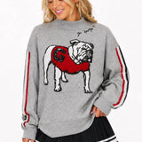 Georgia Mock Neck Sequin Stripe Sweatshirt