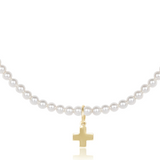 15" Choker Classic Pearl 3mm Bead - Signature Cross