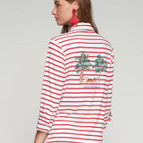 Red Striped Shirt with Palm Tree Back