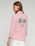 Red Striped Shirt with Palm Tree Back