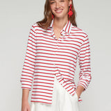Red Striped Shirt with Palm Tree Back
