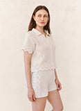 B2640-K96-304 - SHORT SLEEVE CROCHET BUTTON DOWN