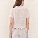 B2640-K96-304 - SHORT SLEEVE CROCHET BUTTON DOWN