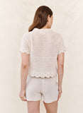 B2640-K96-304 - SHORT SLEEVE CROCHET BUTTON DOWN