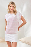 Cap Sleeve Top with Combo| White Sangria