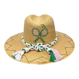 Tennis Hat Pink & Green Braid
