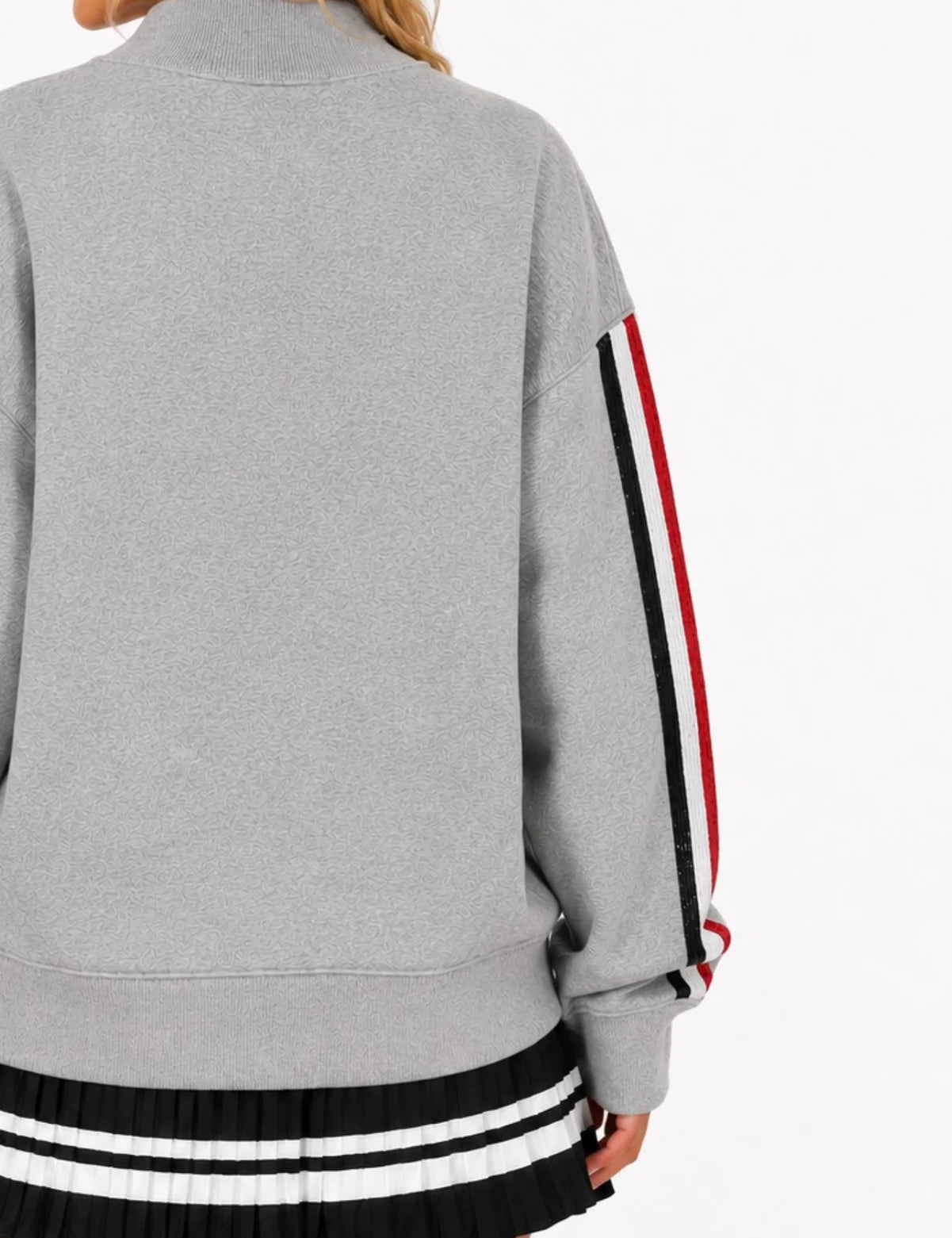 Georgia Mock Neck Sequin Stripe Sweatshirt