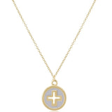 16" Necklace Gold- Signature Cross Gold Disc- Off-White
