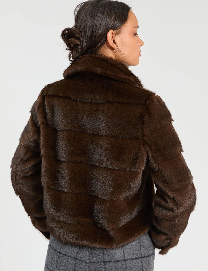 a woman in a fur coat