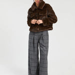 a woman in a fur coat
